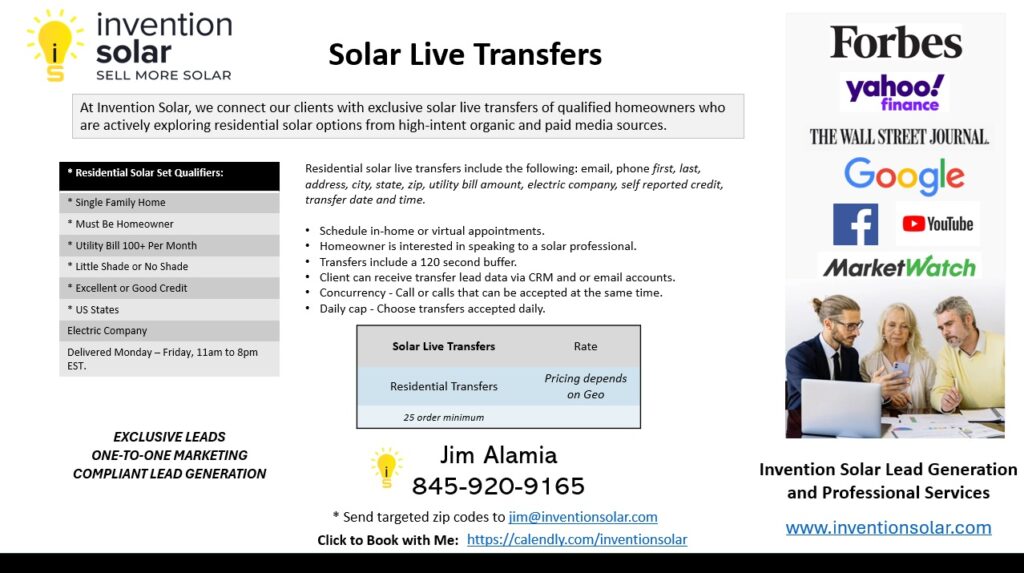 Solar Live Transfers by Invention Marketing Group